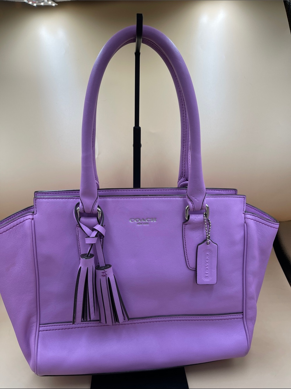 Coach Candace Purple Leather Satchel with Tassel